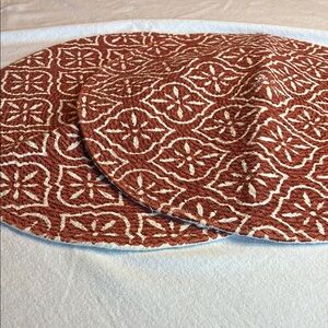 Reversible Placemats in Rust Rustic Patterned Woven Braided Cotton made in India